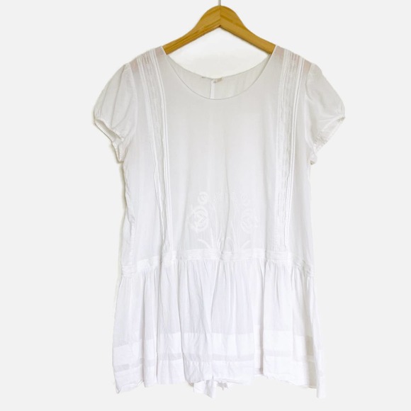 Anthropologie Tops - Anthropologie Floral Embroidered Peplum Tunic Top Size 14